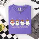 XL Violet Purple Howdy Ghouls, Cowboy Ghosts Western Halloween Scene With Vintage Sunset Graphics Comfort Colors Tee