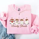 XXL Light Pink Howdy Ghouls, Cowboy Ghosts, Western, Halloween Sweatshirt