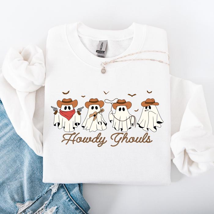 Howdy Ghouls, Cowboy Ghosts, Western, Halloween Sweatshirt