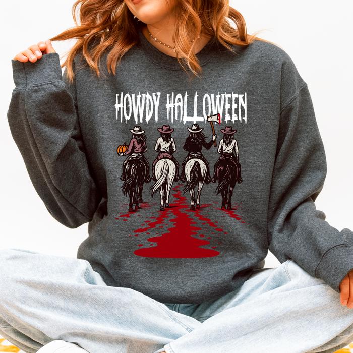 Howdy Halloween Cowgirls Western Spooky Vintage Inspired Parade Edition Sweatshirt