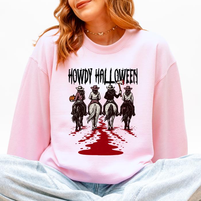 Howdy Halloween Cowgirls Western Spooky Vintage Inspired Parade Edition Sweatshirt