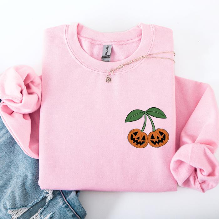 Jack O Lantern Cherry Halloween Vintage Retro Cozy Autumn Night In Graphic Sweatshirt
