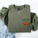 XXL Military Green Jack O Lantern Cherry Halloween Vintage Retro Cozy Autumn Night In Graphic Sweatshirt