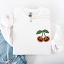 XL White Jack O Lantern Cherry Halloween Vintage Retro Cozy Autumn Night In Graphic Sweatshirt