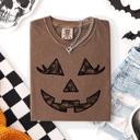 Jack-O-Lantern Coquette Faux Lace Halloween Motif Delicate Detail Print Comfort Colors Tee