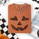 Medium Yam Jack-O-Lantern Coquette Faux Lace Halloween Motif Delicate Detail Print Comfort Colors Tee
