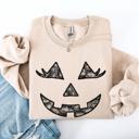  Jack O Lantern Coquette Faux Lace Halloween Vintage Inspired Cozy Embroidered Sweatshirt