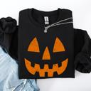 XL Black Jack O Lantern Halloween Design Cozy Autumn Festive Night Scene Illustration Style Sweatshirt