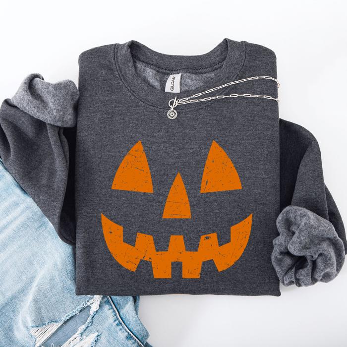 Jack O Lantern Halloween Design Cozy Autumn Festive Night Scene Illustration Style Sweatshirt