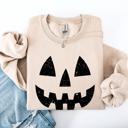 Medium Sand Jack O Lantern Halloween Design Cozy Autumn Festive Night Scene Illustration Style Sweatshirt