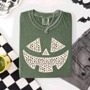 Medium Moss Dark Green Jack-O-Lantern Dalmatian Print Halloween Night Parade Edition Comfort Colors Tee
