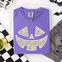 Medium Violet Purple Jack-O-Lantern Dalmatian Print Halloween Night Parade Edition Comfort Colors Tee