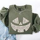  Jack O Lantern Dalmatian Print Halloween Cozy Whimsical Autumn Festival Sweatshirt
