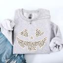 Large Ash Light Gray Jack O Lantern Dalmatian Print Halloween Cozy Whimsical Autumn Festival Sweatshirt