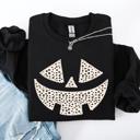 XXXL Black Jack O Lantern Dalmatian Print Halloween Cozy Whimsical Autumn Festival Sweatshirt