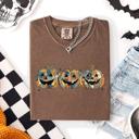 Small Espresso Jack O Lanterns Faux Quilt Classic Halloween Fall Autumn Trad Comfort Colors Tee