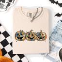 XXL Ivory Cream Jack O Lanterns Faux Quilt Classic Halloween Fall Autumn Trad Comfort Colors Tee