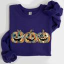  Jack O Lanterns Faux Quilt Pumpkin Halloween Autumn Festive Cozy Classic Sweatshirt