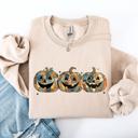XXL Sand Jack O Lanterns Faux Quilt Pumpkin Halloween Autumn Festive Cozy Classic Sweatshirt