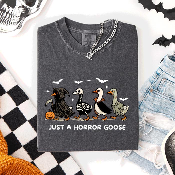 Just A Horror Goose Halloween Spooky Cute Edition Exclusive Limited Comfort Colors Tee