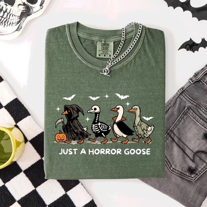 Just A Horror Goose Halloween Spooky Cute Edition Exclusive Limited Comfort Colors Tee