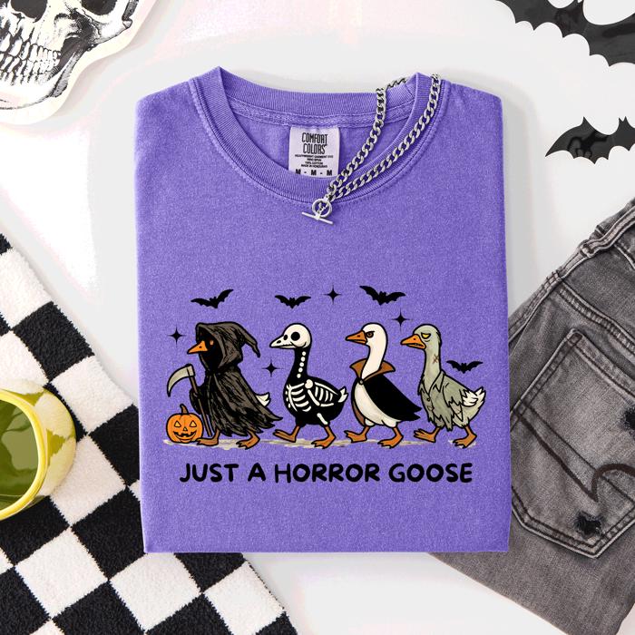 Just A Horror Goose Halloween Spooky Cute Edition Exclusive Limited Comfort Colors Tee