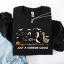  Just A Horror Goose Halloween Spooky Goose Graphic Print Cozy Seasonal Sweatshirt