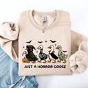 XXXL Sand Just A Horror Goose Halloween Spooky Goose Graphic Print Cozy Seasonal Sweatshirt