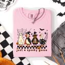 XL Blossom Light Pink Just A Spooky Goose, Checkered, Halloween Comfort Colors Tee