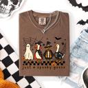 Medium Espresso Just A Spooky Goose, Checkered, Halloween Comfort Colors Tee