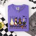 XXL Violet Purple Just A Spooky Goose, Checkered, Halloween Comfort Colors Tee