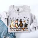 Small Ash Light Gray Just A Spooky Goose Checkered Halloween Design With Eerie Vibe For Cozy Fall Sweatshirt