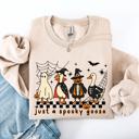 Small Sand Just A Spooky Goose Checkered Halloween Design With Eerie Vibe For Cozy Fall Sweatshirt