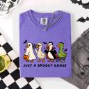 XL Violet Purple Just A Spooky Goose Comfort Colors Tee Featuring Dracula Vampire Ghost And Mummy Halloween Design
