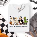 XL White Just A Spooky Goose Comfort Colors Tee Featuring Dracula Vampire Ghost And Mummy Halloween Design
