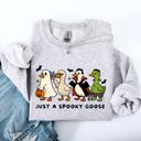 Medium Ash Light Gray Just A Spooky Goose Dracula Vampire Ghost Mummy Halloween Themed Graphic Sweatshirt