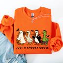 XXXL Orange Just A Spooky Goose Dracula Vampire Ghost Mummy Halloween Themed Graphic Sweatshirt