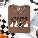 XXXL Espresso Let's Go Ghouls Funny Geese Goose Halloween Witch Spooky Season Comfort Colors Tee