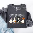  Let's Go Ghouls Geese Goose Halloween Witch Theme Spooky Seasonal Graphic Sweatshirt