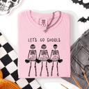 XL Blossom Light Pink Let's Go Ghouls Skeleton Cheerleaders Spooky Halloween Edition Classic Comfort Colors Tee