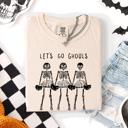 XL Ivory Cream Let's Go Ghouls Skeleton Cheerleaders Spooky Halloween Edition Classic Comfort Colors Tee