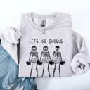 Large Ash Light Gray Let's Go Ghouls Skeleton Cheerleaders Halloween Night Parade Spooky Spirit Sweatshirt