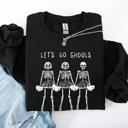 XXL Black Let's Go Ghouls Skeleton Cheerleaders Halloween Night Parade Spooky Spirit Sweatshirt