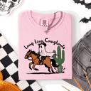 Large Blossom Light Pink Long Live Cowghouls, Cowgirls Western Halloween Cute Celebration Comfort Colors Tee