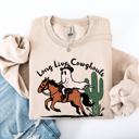 XXXL Sand Long Live Cowghouls And Cowgirls Western Halloween Spooky Spirit Vibe Sweatshirt