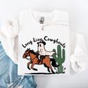 Large White Long Live Cowghouls And Cowgirls Western Halloween Spooky Spirit Vibe Sweatshirt