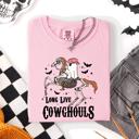 Large Blossom Light Pink Long Live Cowghouls Skeleton Ghost Horse Halloween Spooky Night Gothic Vibes Comfort Colors Tee