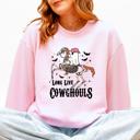 XL Light Pink Long Live Cowghouls Skeleton Ghost Horse Halloween Western Inspired Graphic Sweatshirt
