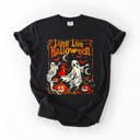 Large Black Long Live Halloween Pumpkin Classic Vintage Ghosts Forever Spooky Season Edition Comfort Colors Tee