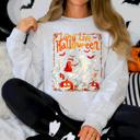 Large Ash Light Gray Long Live Halloween Pumpkin Classic Vintage Ghosts Spooky Season Limited Edition Sweatshirt